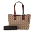 Gucci B Gucci Brown Beige Canvas Fabric GG Tote Italy