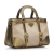 Prada AB Prada Brown Beige with Gold Nylon Fabric Saffiano-Trimmed Tessuto Satchel Italy