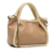 Stella McCartney AB Stella McCartney Brown Beige Chemical Fiber Fabric Shearling Trimmed Stella Logo Satchel Italy