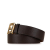 Fendi B Fendi Brown Dark Brown Calf Leather FF Pebbled Belt Italy