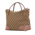 Gucci AB Gucci Brown Beige with Pink Light Pink Canvas Fabric Medium GG Bree Satchel Italy