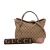 Gucci AB Gucci Brown Beige with Pink Light Pink Canvas Fabric Medium GG Bree Satchel Italy