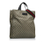 Gucci B Gucci Brown Beige Coated Canvas Fabric GG Supreme Convertible Soft Tote Italy