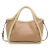 Stella McCartney AB Stella McCartney Brown Beige Chemical Fiber Fabric Shearling Trimmed Stella Logo Satchel Italy