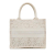 Christian Dior B Dior White Canvas Fabric Small D-Lace Embroidery Book Tote Italy