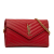 Saint Laurent AB Saint Laurent Red Calf Leather Grain De Poudre Matelasse Chevron Monogram Chain Wallet Italy