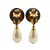 Chanel AB Chanel Gold Gold Plated Metal CC Dangling Faux Pearl Clip on Earrings France