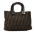 Fendi B Fendi Brown Canvas Fabric Small Zucca Twins Tote Italy