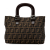 Fendi B Fendi Brown Canvas Fabric Small Zucca Twins Tote Italy