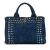 Prada B Prada Blue Navy Denim Fabric Canapa Bijoux Satchel Italy