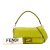 Fendi AB Fendi Green Lime Calf Leather Zucca Embossed Baguette Satchel Italy