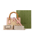 Gucci AB Gucci Brown Beige with Pink Canvas Fabric Mini Bamboo Jumbo GG Diana Satchel Italy