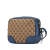 Gucci B Gucci Brown Beige with Blue Canvas Fabric GG Bree Crossbody Italy