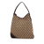 Gucci B Gucci Brown Beige Canvas Fabric GG New Britt Hobo Italy