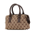 Gucci AB Gucci Brown Beige Canvas Fabric GG Boston Bag Italy