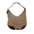 Gucci B Gucci Brown Beige Canvas Fabric Large GG Princy Hobo Italy