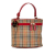 Burberry B Burberry Brown Beige with Red Coated Canvas Fabric Haymarket Check Vanity Bag Italy