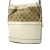 Gucci B Gucci Brown Beige with White Canvas Fabric GG Horsebit 1955 Bucket Bag Italy