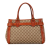 Gucci B Gucci Brown Beige Canvas Fabric GG Running Tote Italy