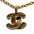 Chanel B Chanel Gold Gold Plated Metal CC Quilted Pendant Necklace France