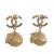 Chanel B Chanel Gold Gold Plated Metal CC Rhinestone And Pearl Drop Push Back Earrings Italy