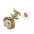 Chanel B Chanel Gold Gold Plated Metal CC Rhinestone And Pearl Drop Push Back Earrings Italy