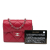 Chanel B Chanel Red Caviar Leather Leather Quilted Caviar Flap Card Holder on Chain Italy