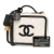 Chanel B Chanel White Ivory with Black Caviar Leather Leather Small Caviar CC Filigree Vanity Case Italy