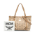 MCM B MCM Brown Beige Coated Canvas Fabric Visetos Satchel Korea, South