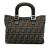 Fendi B Fendi Brown Canvas Fabric Small Zucca Twins Tote Italy