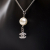 Chanel AB Chanel Silver Silver Metal Faux Pearl CC Rhinestones Pendant Necklace Italy