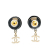 Chanel B Chanel Black Resin Plastic CC Chain Drop Push Back Earrings Italy