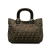 Fendi B Fendi Brown Canvas Fabric Small Zucca Twins Tote Italy