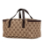 Gucci B Gucci Brown Beige Canvas Fabric GG Vanity Bag Italy