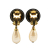 Chanel B Chanel Black Pearl Natural Material Gold Plated CC Drop Faux Clip On Earrings France