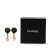 Chanel B Chanel Black Pearl Natural Material Gold Plated CC Drop Faux Clip On Earrings France