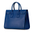 Saint Laurent B Saint Laurent Blue Calf Leather Small Sac De Jour Satchel Italy