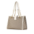 Gucci AB Gucci Brown Beige with White Coated Canvas Fabric Medium GG Supreme Padlock Tote Bag Italy