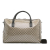 Gucci B Gucci Brown Beige Coated Canvas Fabric GG Crystal Duffle Bag Italy