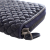 Bottega Veneta AB Bottega Veneta Blue Navy Calf Leather Quilted Zip Around Long Wallet Italy