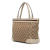 Gucci B Gucci Brown Beige with White Canvas Fabric GG Mayfair Tote Italy