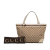 Gucci B Gucci Brown Beige with White Canvas Fabric GG Mayfair Tote Italy