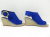 Celine Satin gold Broche Royal blue leather suede wedge Sandal