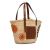 Loewe B LOEWE Brown Beige Raffia Natural Material Large Floral Embroidered Basket Tote Spain