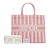 Christian Dior AB Dior Pink Canvas Fabric Large Striped Book Tote Italy