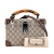 Gucci B Gucci Brown Beige Coated Canvas Fabric GG Supreme Bamboo Vanity Bag Italy