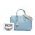 MCM AB MCM Blue Light Blue Calf Leather Medium Milla Satchel Korea, South