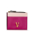 Versace B Versace Pink Hot Pink Calf Leather Bicolor Virtus Logo Card Holder Italy