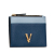 Versace B Versace Blue Calf Leather Virtus Logo Card Holder Italy