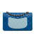 Chanel AB Chanel Blue with Black Lambskin Leather Leather Medium Tricolor Lambskin Double Flap France